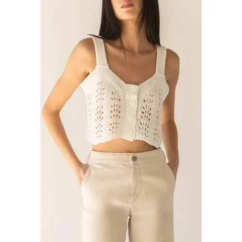 Oak + Fort CROPPED OPEN KNIT TANK TOP