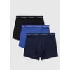 Pack Of 3 Black And Blue Mens Trunks Underwear In Blue Fabric