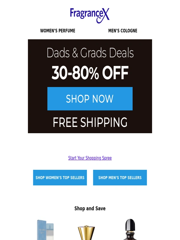 FragranceX - SAVE 30-80% on All Dads & Grads Gifts