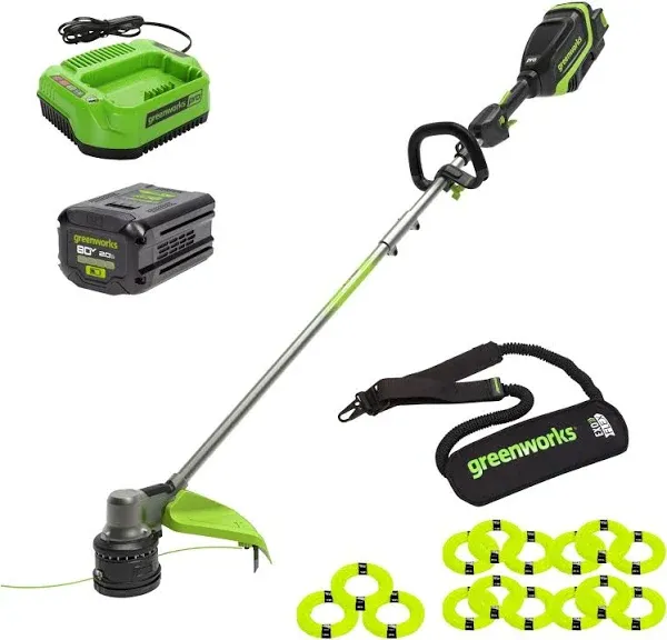 Greenworks Brushless 2.0Ah Battery & Charger 80V 17" String Trimmer
