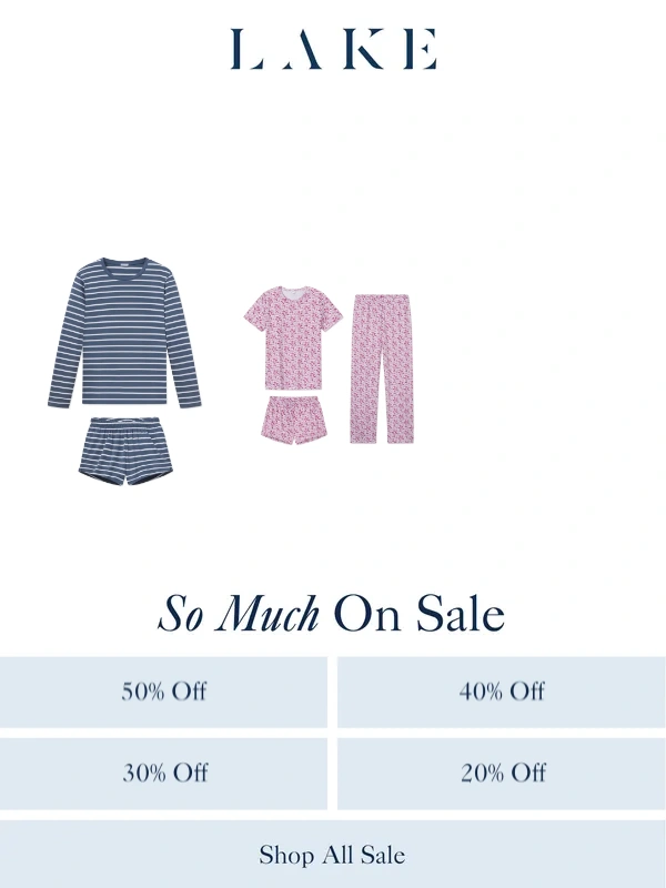 LAKE Pajamas - The Annual Sale is on now