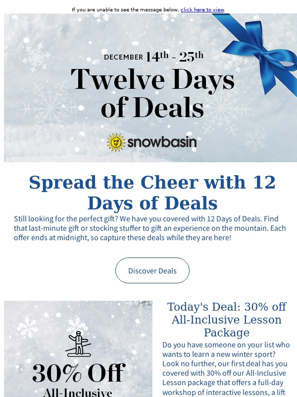 snowbasin - Unwrap 12 Days of Deals ?