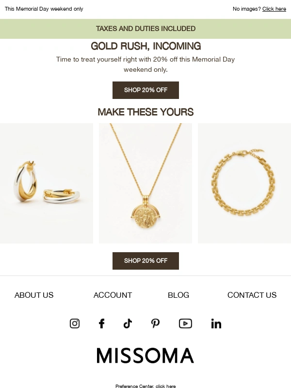 Missoma - 20% off EVERYTHING now on