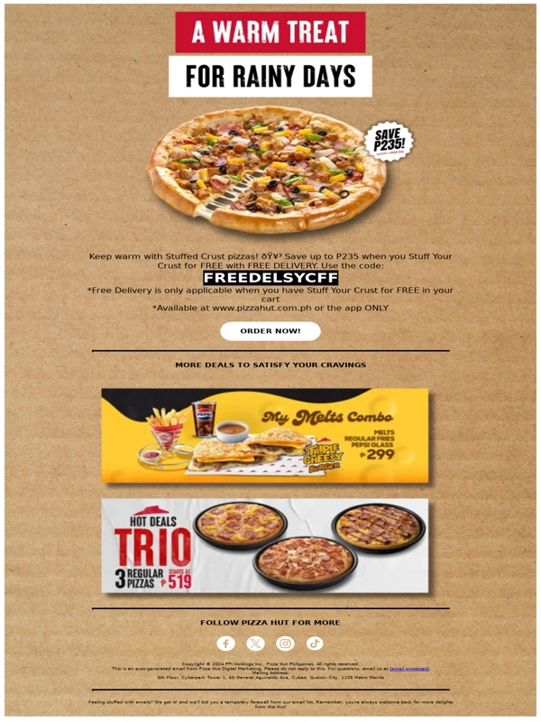 Pizza Hut - FREE UPGRADE to Stuffed Crust this weekend! ?