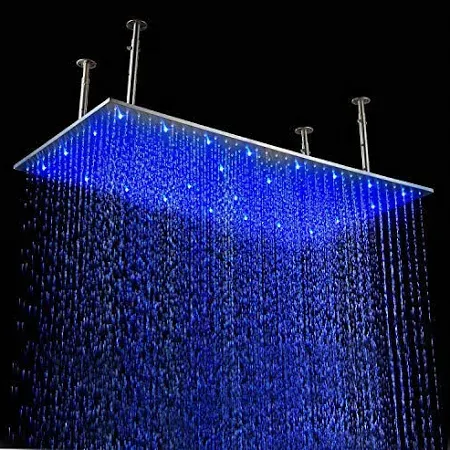 20"x40" Ceiling Mount Rainfall LED Shower Head