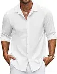 Men's Linen Shirt Summer Shirt Beach Wear Casual Shirt Button Up Shirt Plain Casual Daily Light Yellow White Pink Dark Navy Long Sleeve Spring & Summe
