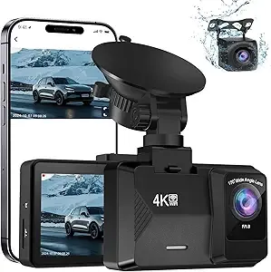 SEW PEUNRY Dash Cam Front and Rear Built-in 5GHz WiFi, 4K+1080P Dual Dash Camera for Cars with 64GB SD Card, 2.0″ Display Dashcam, 24H Parking Mode, G-Sensor, Loop Recording, Super Night Vision