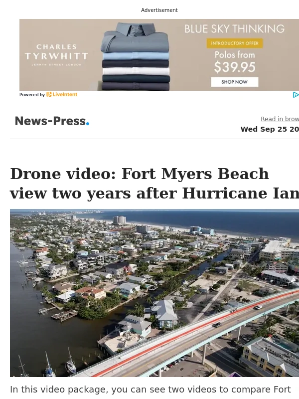 Charles Tyrwhitt - Top Stories: Two years after Hurricane Ian: Our drone video shows recovery progress on Fort Myers Beach
