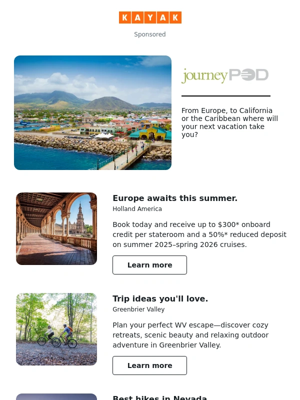 Kayak.com - Vacation deals including cruises,outdoor adventures and relaxing beaches