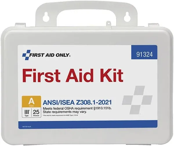 First Aid Only 25 Person ANSI 2021 Class A Plastic First Aid Kit