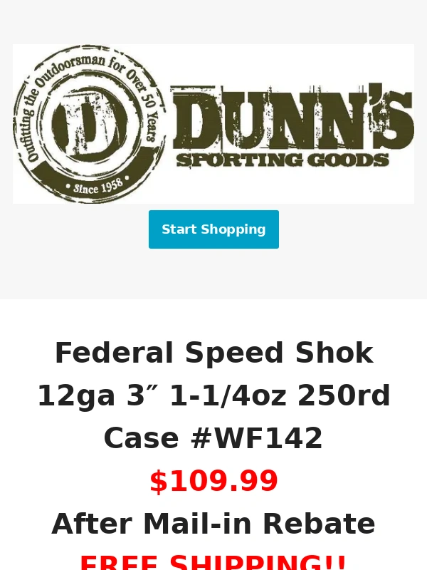 Dunn's Sporting Goods - FEDERAL STEEL $109.99 FREE SHIP!!