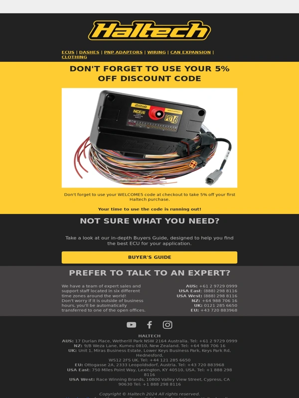 Haltech - Don't forget to use your 5% discount code ?