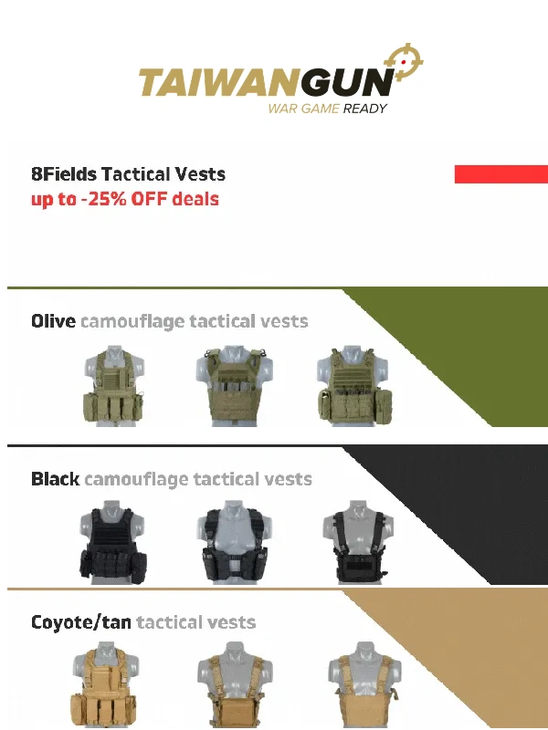 Taiwangun -  ? Up to 25% OFF 8Fields Vests ? NEW Staccato 2011 Airsoft Pistols