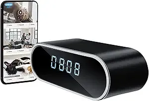 Kestanlora Hidden Camera Clock HD 1080P WiFi Spy Camera Wireless Remote Real-Time Nanny Cam Surveillance Security for Home
