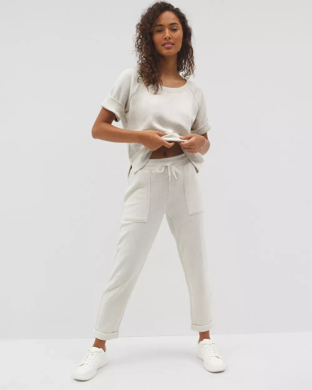 Women's Cotton Terry Cropped Pants in Tan size Small   Soma Gifts For Mom - Women - Heather Crystal - Small