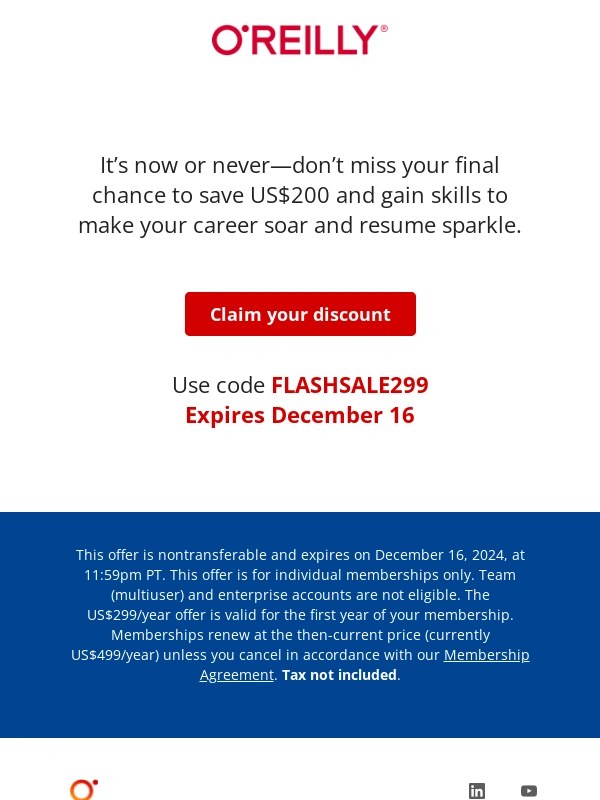 O'Reilly - Last chance! $200 off vanishes at midnight