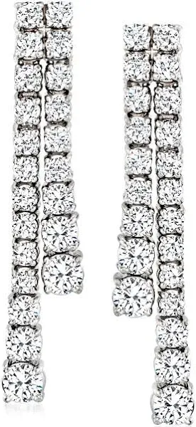 14kt White Gold 2.3 ctw Double Graduated Diamond Linear Drop Earrings