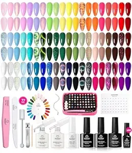 Beetles Gel Nail Polish Set, 77 Pcs 60 Colors Cat Eye Gel Nail Kit, Spring Red Nude White Polish Nail Kit with Base Top Coat UV DIY Art Tool Home Gifts for Women