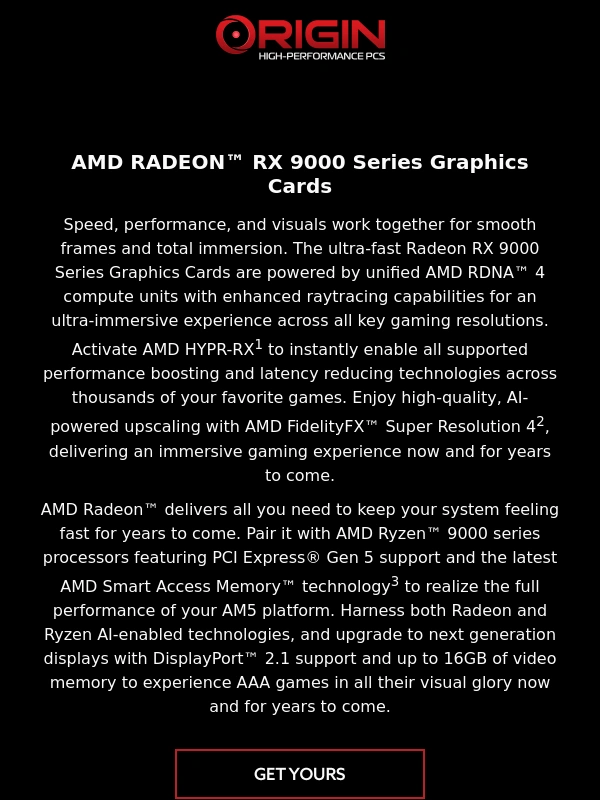 Origin PC - Introducing the AMD Radeon 9070XT: Now Available on ORIGIN PC!