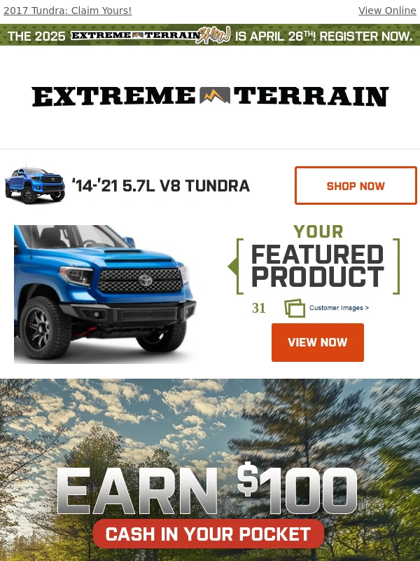 ExtremeTerrain - 2017 Tundra Savings are Here! + Don't Miss Your Free Gift!
