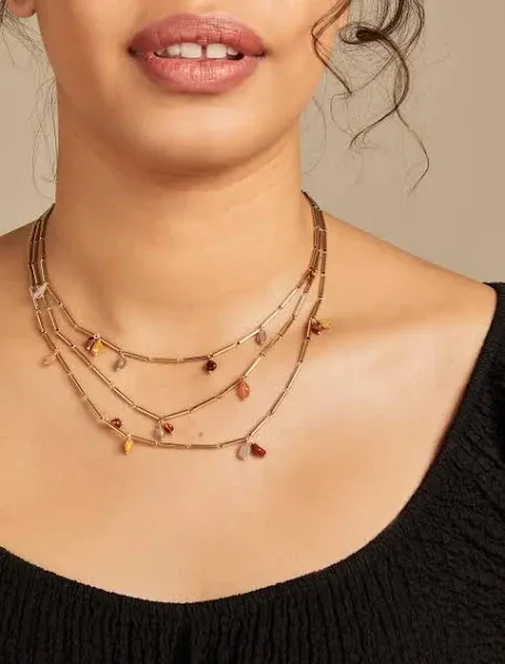 Lucky Brand Women's Layered Gold Bead Necklace