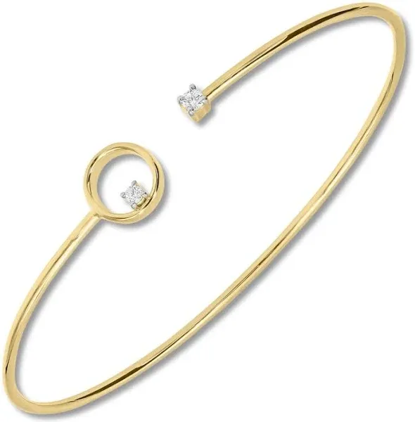 10K Yellow Gold 1/10 Ct tw Round-Cut Diamond Cuff Bangle