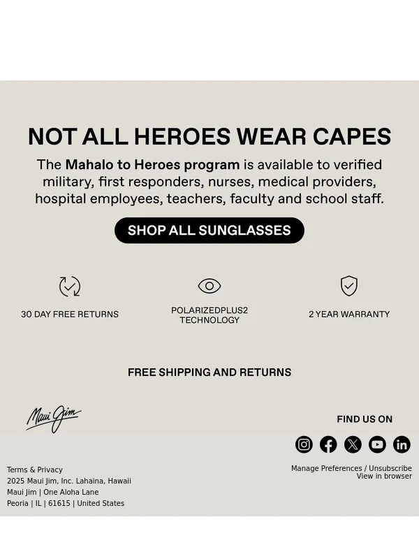 Maui Jim - 30% Off For Nurses