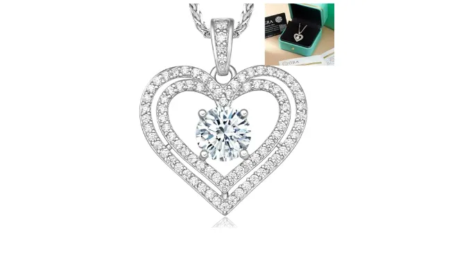 Moissanite Necklaces for Women18K Gold Plated S925 Sterling Silver Jewelry Heart Pendant D Color VVS1 Clarity 18 to 20 Inch Gift for Wife Girlfriend Mom Daughter on Anniversary Birthday Mothers Day