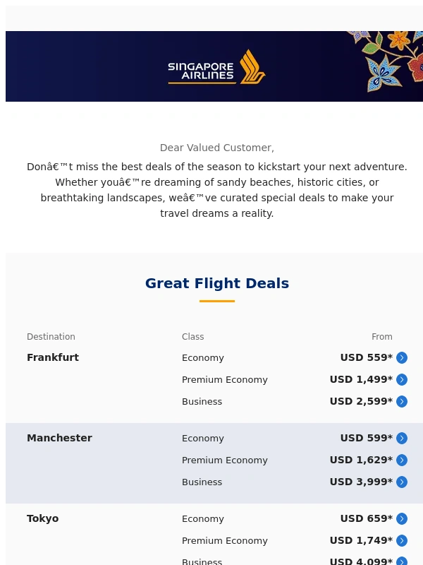 Singapore Airlines - Take off with our Black Friday specials!