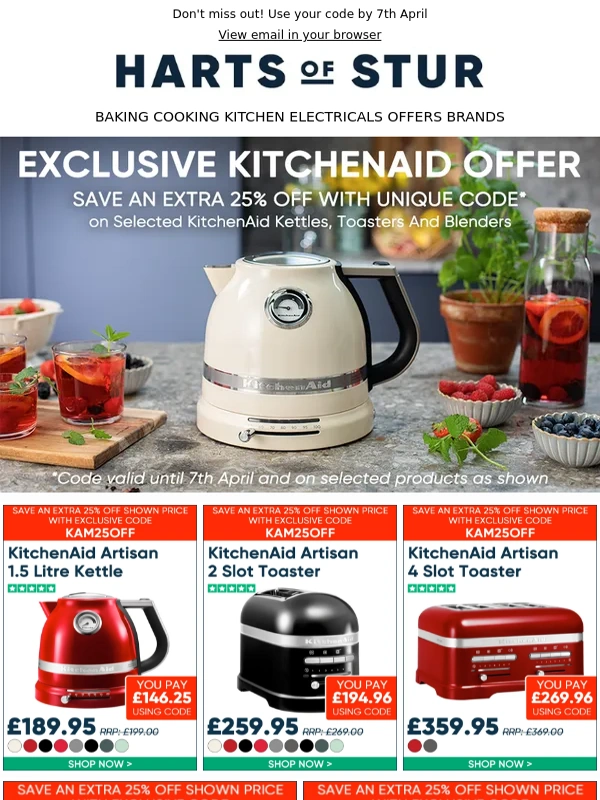 Harts of Stur - Save 25% on this exclusive KitchenAid offer