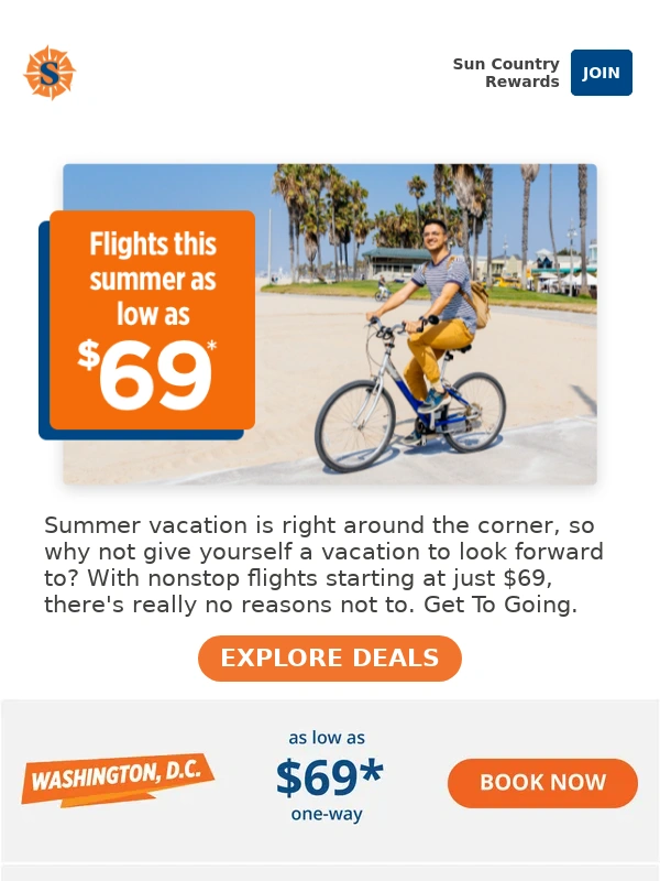 Sun Country - Get ready for summer with $69* flights