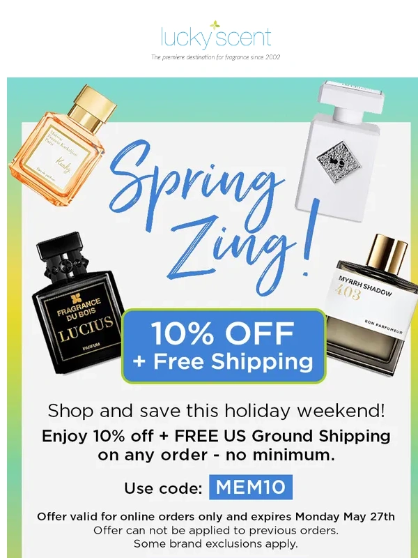 Luckyscent - 10% Off + Free Shipping. Spring Zing is here