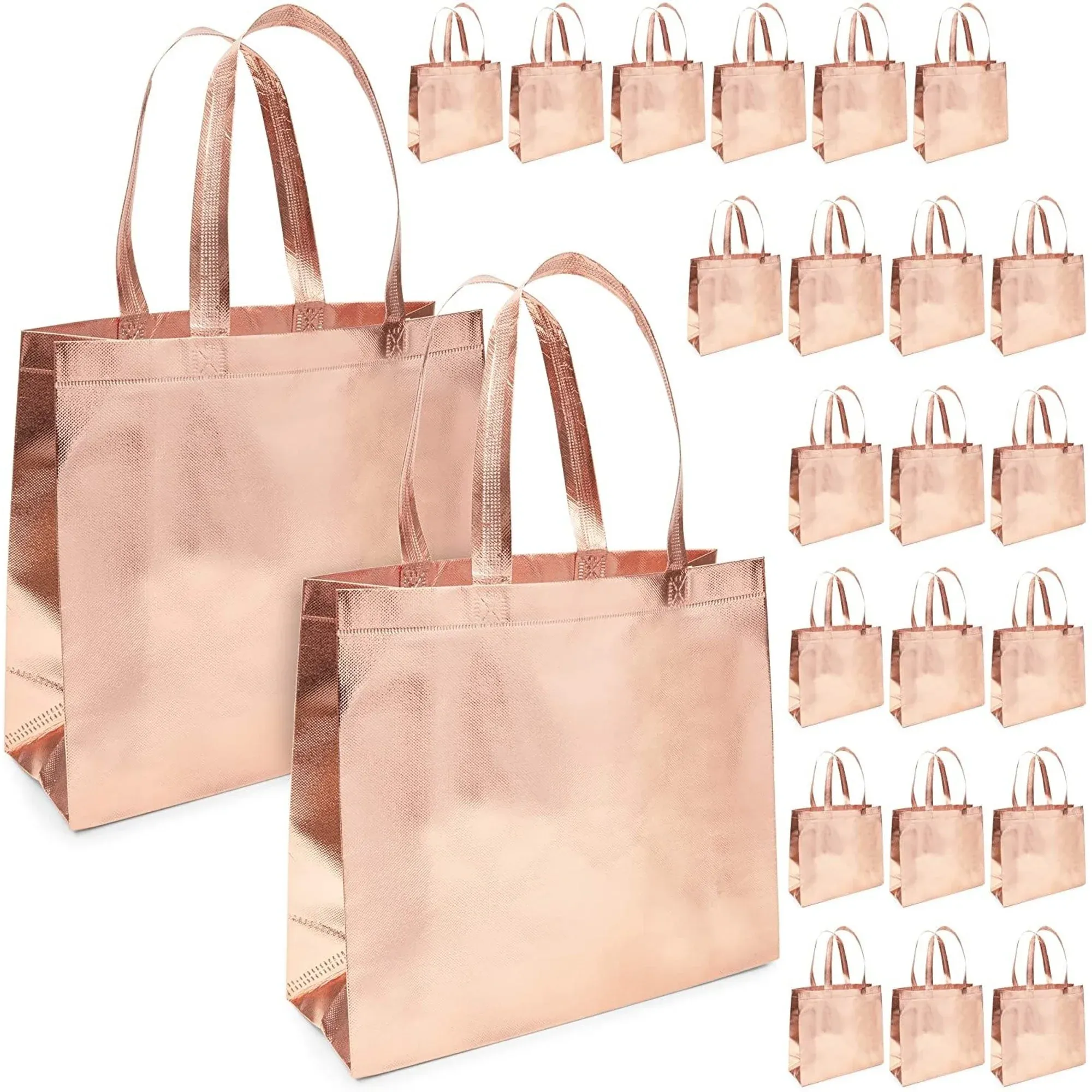 Juvale 24 Pack Rose Gold Reusable Grocery Tote Bags
