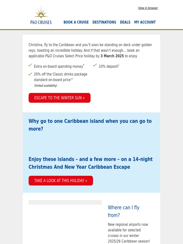 P&O Cruises - Fly to the sunny Caribbean - great offers inside