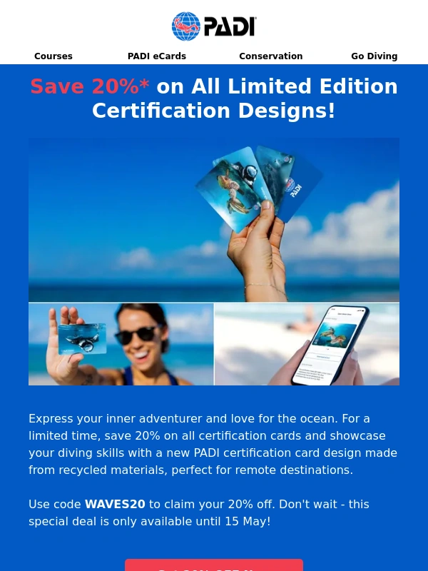 PADI - ⚡? FLASH SALE: Save 20% on all Certification Card Designs ?⚡