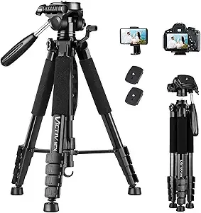VICTIV 74 Camera Tripod, Tripod for Camera and Phone, Aluminum Professional Tripod Stand for Canon Nikon with Carry Bag and Phone Holder, Compatible with DSLR, iPhone, Spotting Scopes, Max Load 9.5Lb