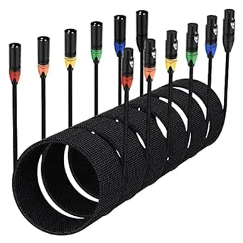 6-Pack Anewbig XLR 3 Pin Male to Female XLR Microphone DMX Cord, 25ft