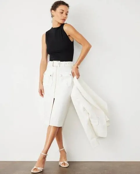 White House Black Market Women's Belted Utility Skirt