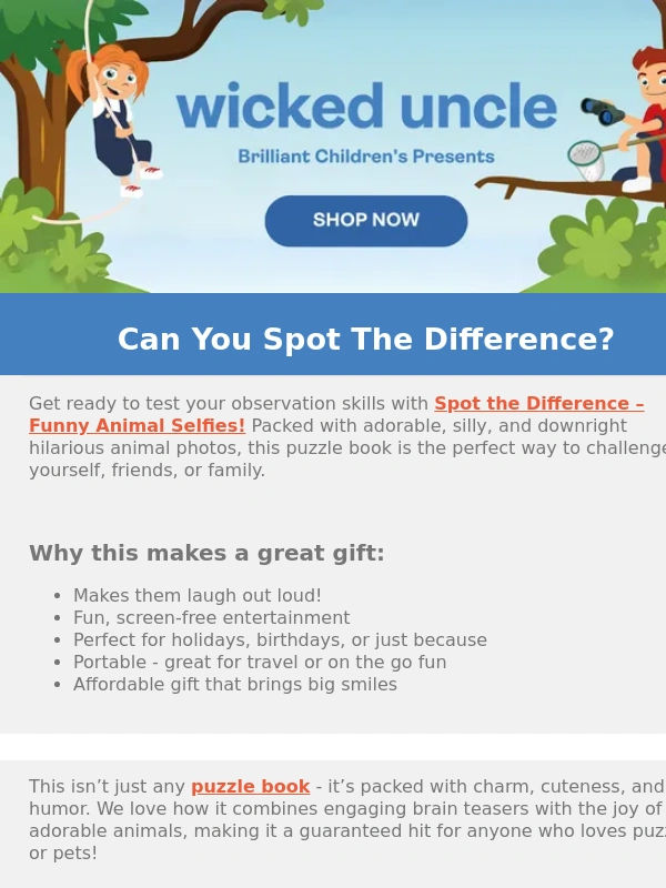 Wicked Uncle - ? Spot the Difference: Hilarious Animal Selfies!