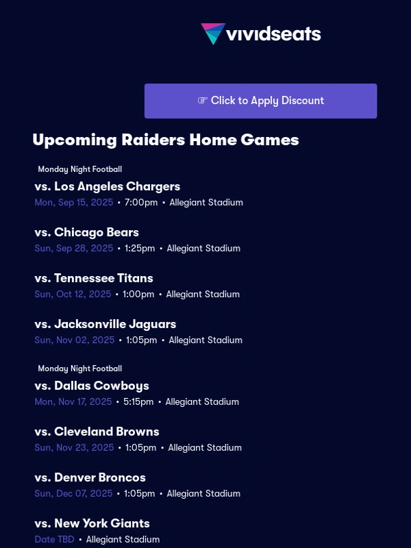 Vivid Seats - ?Raiders Schedule has DROPPED ?