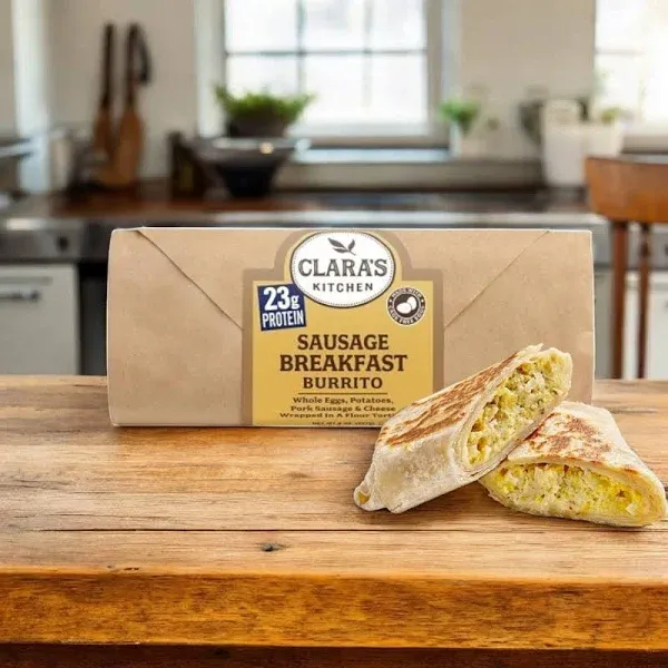 Clara's Kitchen Individually Packaged Sausage Breakfast Burrito