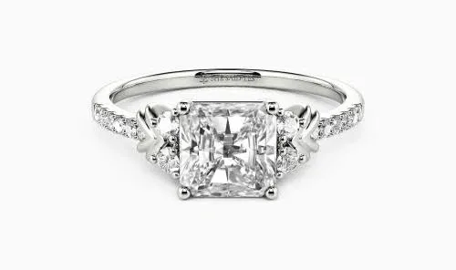 Adore You" Radiant Cut Side Stone Engagement Ring