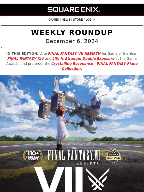 Square Enix Store - Vote FINAL FANTASY VII REBIRTH for Game of the Year!