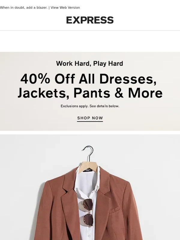 Express - 40% off suiting to style your way