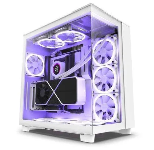 NZXT H9 Elite - All White - CM-H91EW-01 - Premium Dual-Chamber - Mid-Tower - RGB Fans - Case