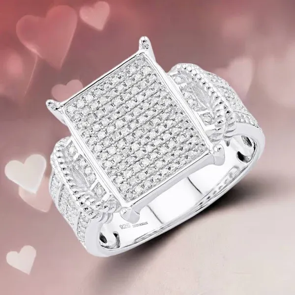 Sterling Silver Diamond Engagement Ring