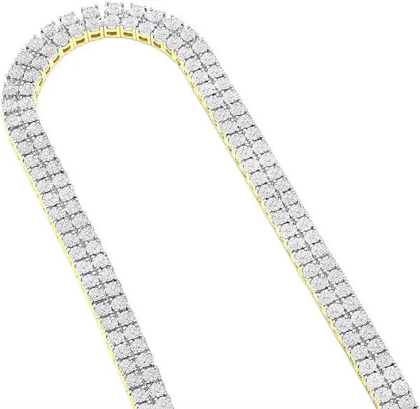 Men's ItsHot Diamond Tennis Chain Solid 10K Gold Affordable 2 Row Necklace 1ct