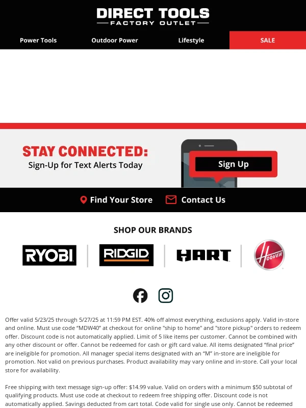 Direct Tools Factory Outlet - Gear Up 4 Summer With 40% Off*