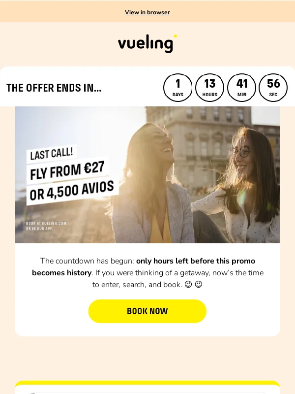 Vueling - ? Bye bye €27... Today is your last chance!
