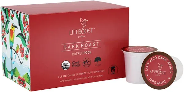 Lifeboost Coffee Dark Roast Coffee Pods